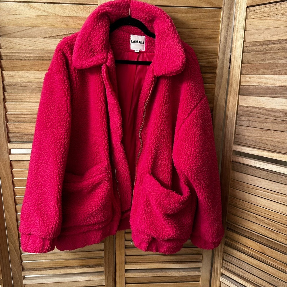 I.AM.GIA x Dolls Kill Flirty Rose Pixie Sherpa Coat Size M - Picture 7 of 8